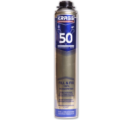 Монтажная пена KRASS Professional V50 пистолетная Зима 0,75 л 90005180680