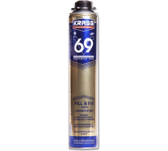 Монтажная пена KRASS Professional V69 пистолетная 0,89 л 90005187291