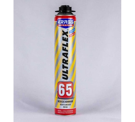 Монтажная пена KRASS ULTRAFLEX 65 пистолетная всесезонная 0,82 л Лк-00003983