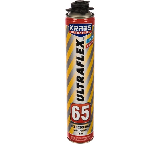 Монтажная пена KRASS ULTRAFLEX 65 пистолетная всесезонная 0,82 л Лк-00003983