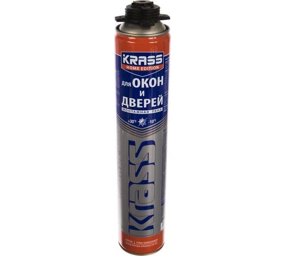 Монтажная пена KRASS Home Edition для окон и дверей пистолетная всесезонная 0,75 л Лк-00004183