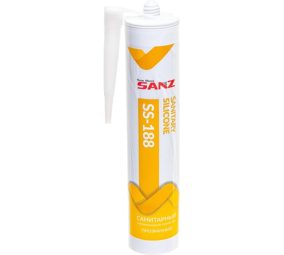 Санитарный силиконовый герметик SANZ SS-188 прозрачный, 280 мл. 188-7424-C