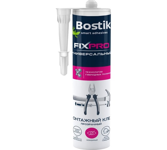 Монтажный клей Bostik FIXPRO гибрид УНИВЕРСАЛЬНЫЙ прозрачный 290 мл 30615941