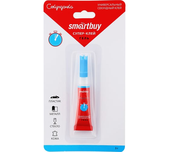 Супер-клей Smartbuy универсальный, прозрачный, 3 гр., шоу-бокс 12 (12/288) гель SBT-SGG-12P1