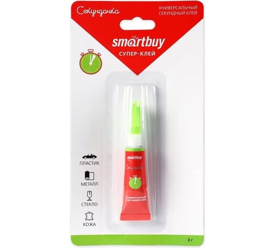 Супер-клей Smartbuy универсальный, прозрачный, 3 гр., шоу-бокс 12 (12/288) SBT-SG-12P1