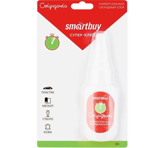 Супер-клей Smartbuy универсальный, прозрачный, 20 гр., блистер (12/288) SBT-SG-20P1 1