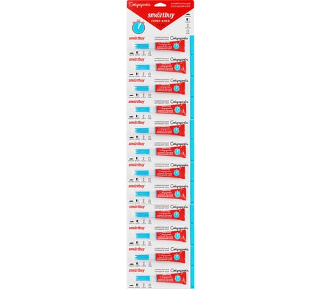 Супер-клей гель Smartbuy универсальный, сверхпрочный, 3 гр., лента bl-12 (144/576), упаковка 12 шт. SBT-SGG-1P1