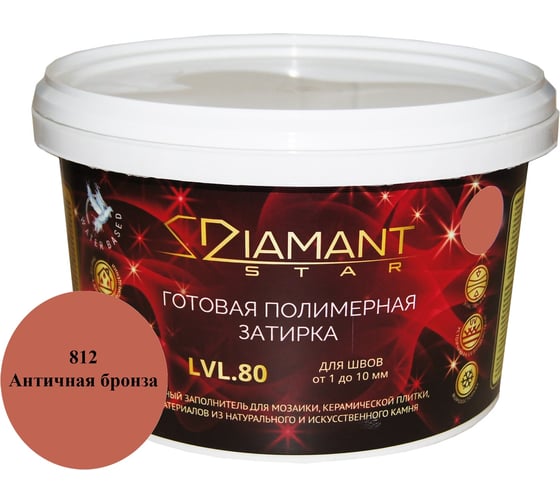 Готовая полимерная затирка Живая Краска Diamant Star lvl80, античная бронза 812 8812
