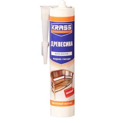 Клей жидкие гвозди KRASS для древесины, Эластичный монтаж Древесина, бежевый 300 мл 90003549091