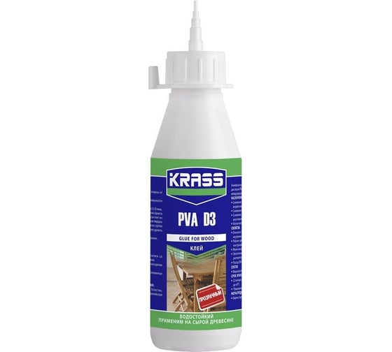 Водостойкий клей KRASS PVA D3 для древесины 0,5 л 90003546824 1