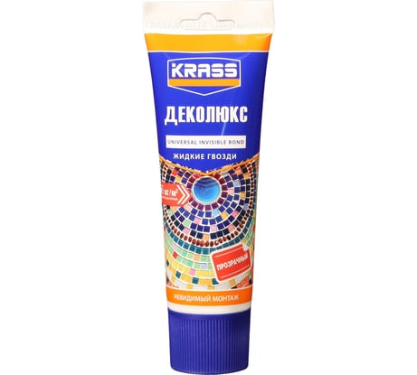 Клей жидкие гвозди KRASS ДЕКОЛЮКС для ремонтных работ Невидимый монтаж 250 мл прозрачный Лк-00001161