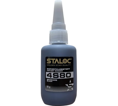 Моментальный цианоакрилатный вибростойкий резинонаполненный черный клей STALOC 4s80 50 гр 104409027