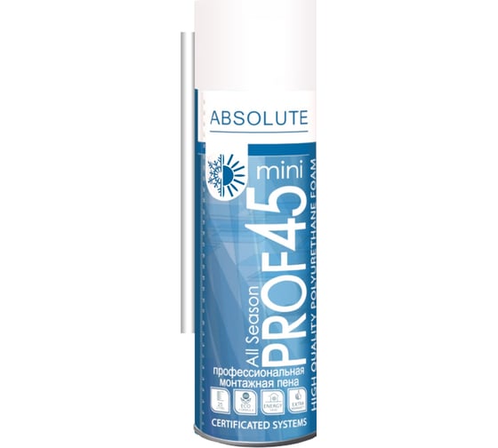 Бытовая всесезонная монтажная пена с трубочкой PHG Absolute PROF 45 Mini 250 ml 242418