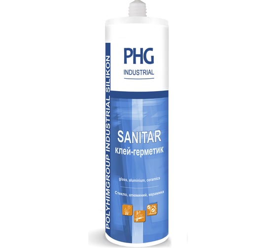 Силиконовый санитарный герметик PHG Industrial Sanitar белый 280 ml 448748