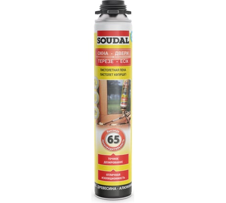 Желтая пистолетная пена Soudal Соудал 65 12_820 мл 199003