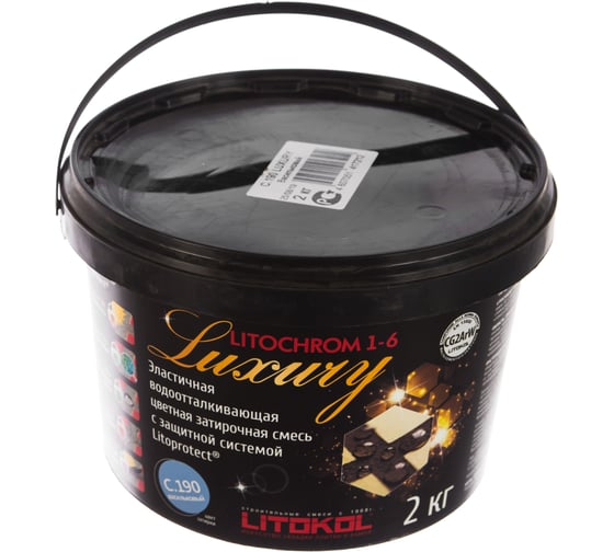 Затирочная смесь LITOKOL LITOCHROM 1-6 LUXURY C.190, васильковый 2 кг bucket 354180003 1