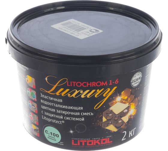 Затирочная смесь LITOKOL LITOCHROM 1-6 LUXURY C.100 светло-зеленая 2 кг bucket 354120003