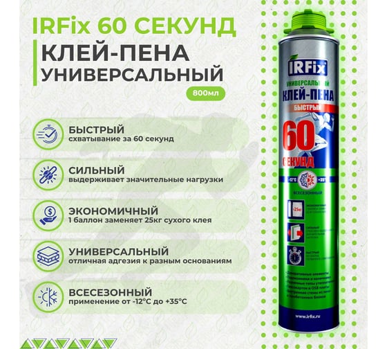 Клей-пена IRFIX универсальный 60 секунд 10014