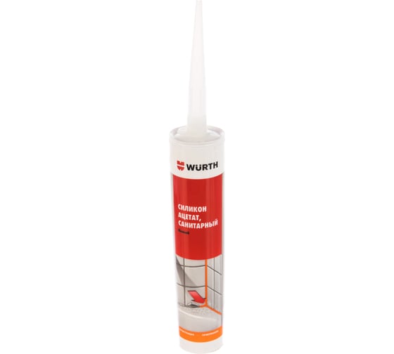 Ацетатный силикон для влажных помещений Wurth Economy СИЛИКОН-ACE-WHITE-1 GRADE-280ML 089231887 053 24