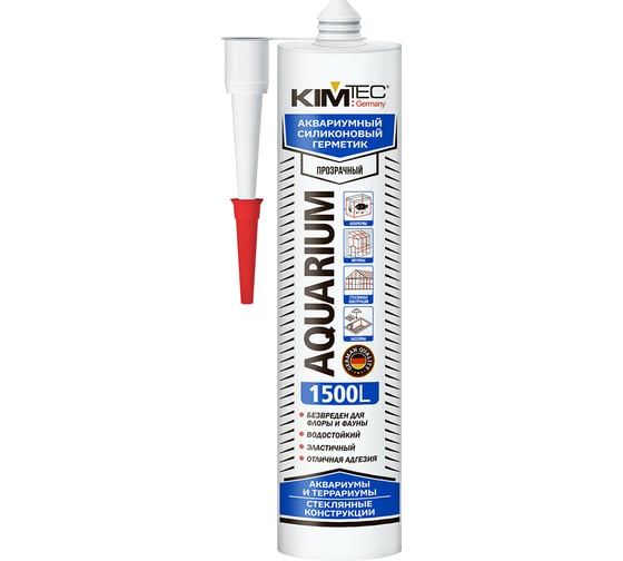 Силиконовый герметик для аквариума KIM TEC 1500L бесцветный 280 мл 11613349