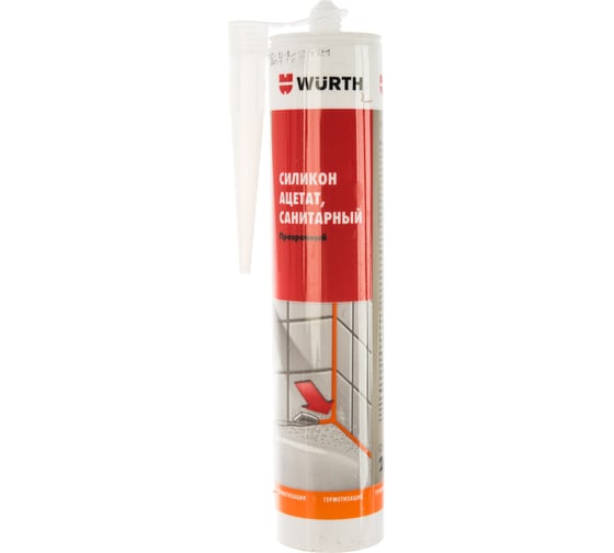Ацетатный силикон для влажных помещений Wurth Economy СИЛИКОН-ACE-CLEAR-1 GRADE280ML 089231885 053 24
