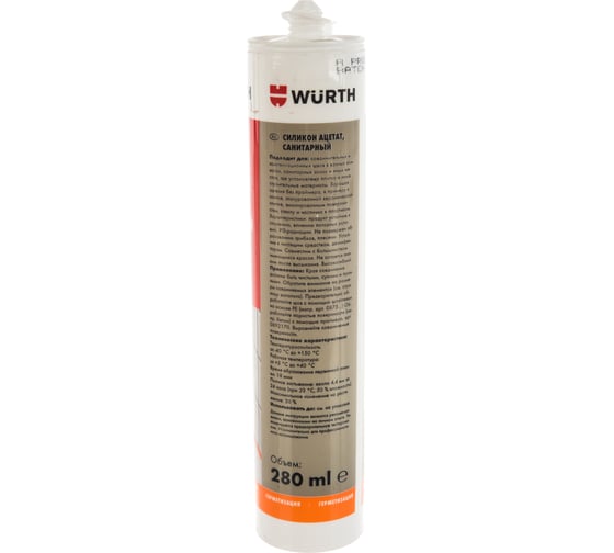 Ацетатный силикон для влажных помещений Wurth Economy СИЛИКОН-ACE-CLEAR-1 GRADE280ML 089231885 053 24