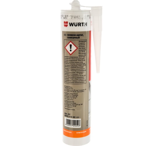 Ацетатный силикон для влажных помещений Wurth Economy СИЛИКОН-ACE-CLEAR-1 GRADE280ML 089231885 053 24