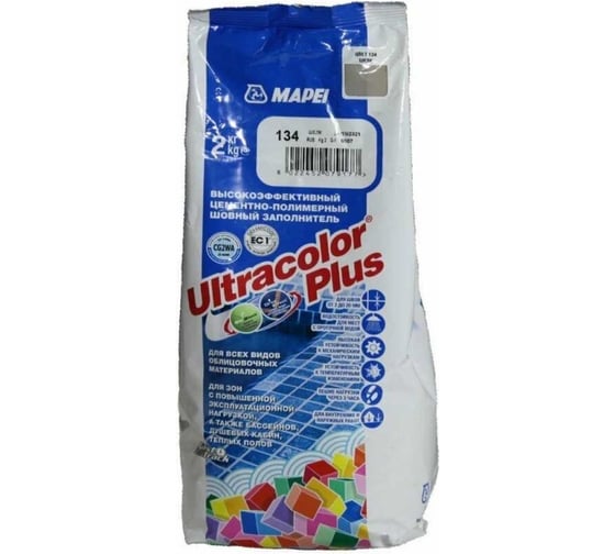 Затирка MAPEI ULTRACOLOR PLUS №134 для швов с водоотталкивающим и антигрибковым эффектом, шелк 2 кг 15937 6013402A