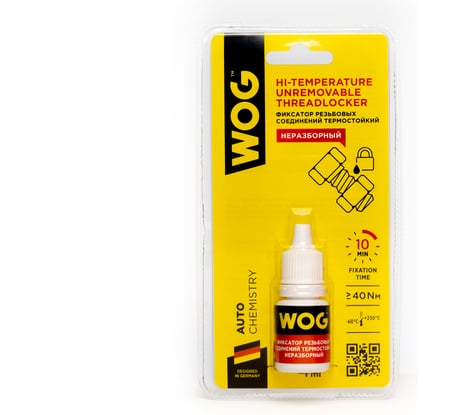 Анаэробный герметик-фиксатор резьбовых соединений WOG Неразборный, термостойкий, красный 4 мл WG0730