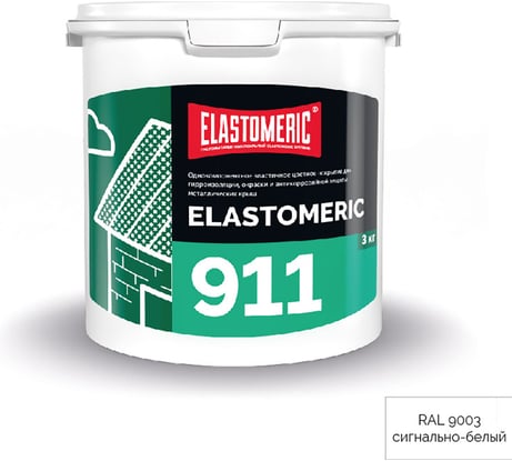 Мастика кровельная Elastomeric Systems 3кг, белая elastomeric - 911 акриловая 9003001