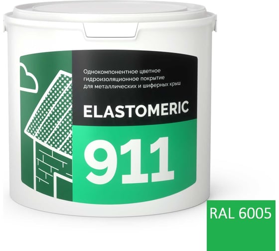 Мастика Elastomeric Systems для шифера металла 3кг темно-зеленый elastomeric-911 6005001