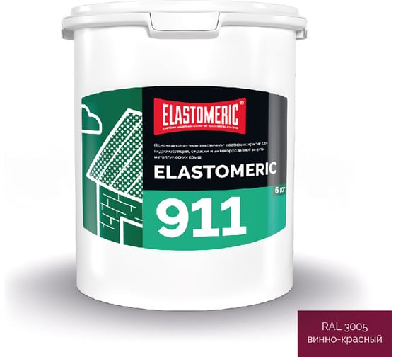 Жидкая резина Elastomeric Systems для крыши 6кг винно-красный elastomeric-911 3005003