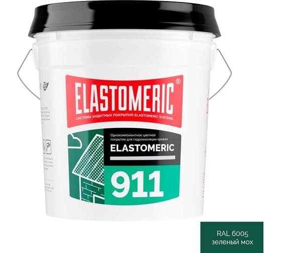 Кровельная мастика Elastomeric Systems акриловая 20кг зеленый мох elastomeric 911 6005002 1