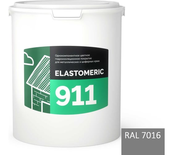 Мастика Elastomeric Systems акриловая для кровли 6кг темно-серый elastomeric-911 7016003