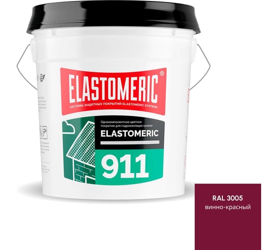 Мастика Elastomeric Systems гидроизоляционная 20кг винно-красный elastomeric-911 3005002