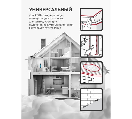 Клей-пена универсальный монтажный всесезонный КЛЕИТ ВСЕ X6+ 650 мл KUDO KUPH06B6UAU