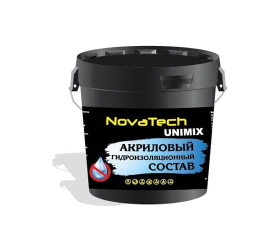 Гидроизоляционная акриловая мастика Unimix 7 кг NovaTech 000000978 1