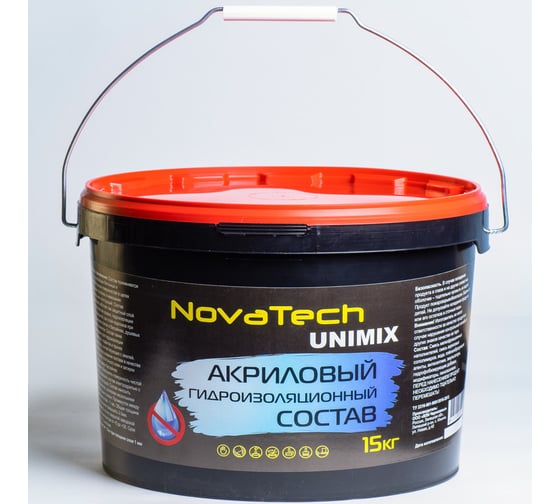 Гидроизоляционная акриловая мастика Unimix 15 кг NovaTech 000000341
