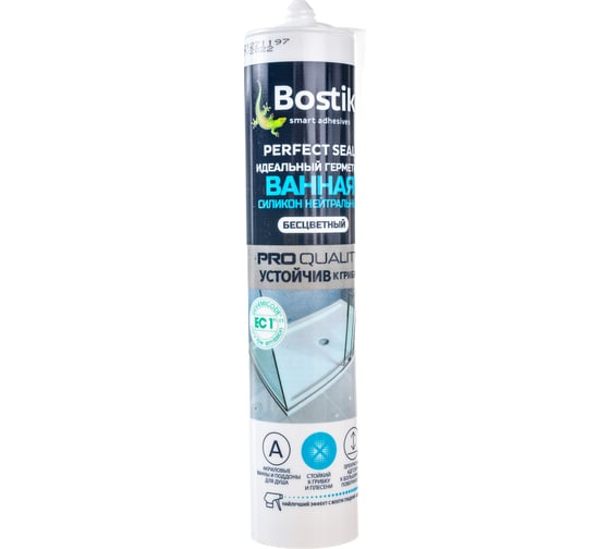 Идеальный силиконовый герметик Bostik Perfect Seal Ванная нейтральный, прозрачный, 280 мл BOK638653Р