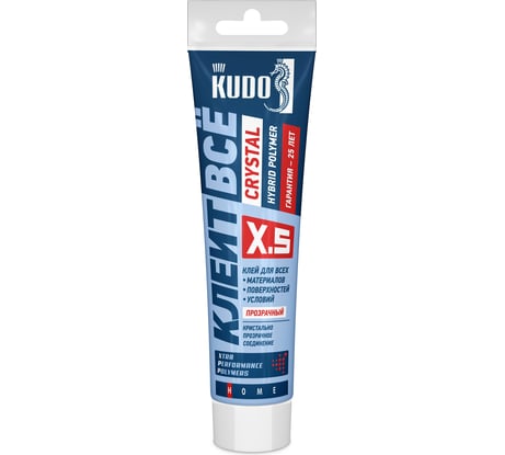 Клей KUDO КЛЕИТ ВСЁ CRYSTAL на основе гибридных полимеров, прозрачный, тюбик 110 мл KXT-5T
