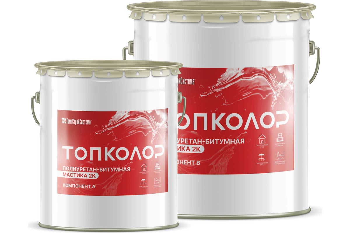 Полиуретан - битумная двухкомпонентная мастика ТОПКОЛОР 40кг 2123037ХЛ ...