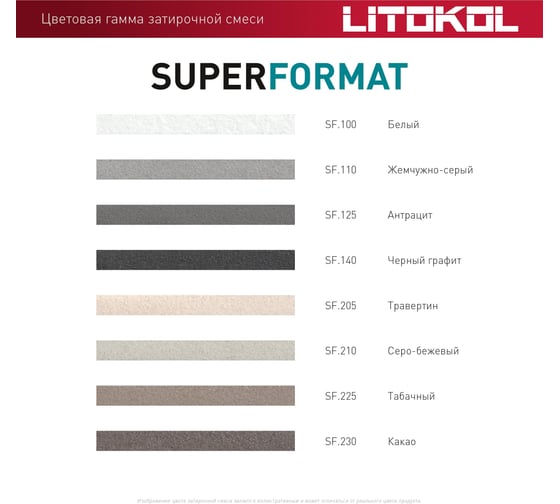 Затирка для всех видов крупноформатных плит LITOKOL SUPERFORMAT SF.125 антрацит 2 кг ведро 504940002