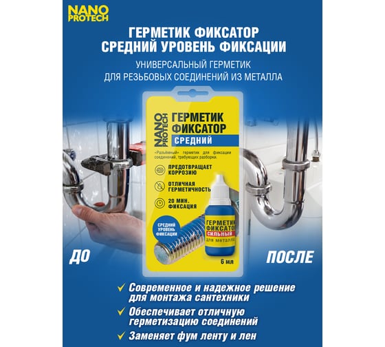 Разъемный герметик-фиксатор NANOPROTECH 6 мл NPGFR0006