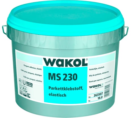 MS-полимерный эластичный клей для паркета WAKOL MS 230 18 кг 363507