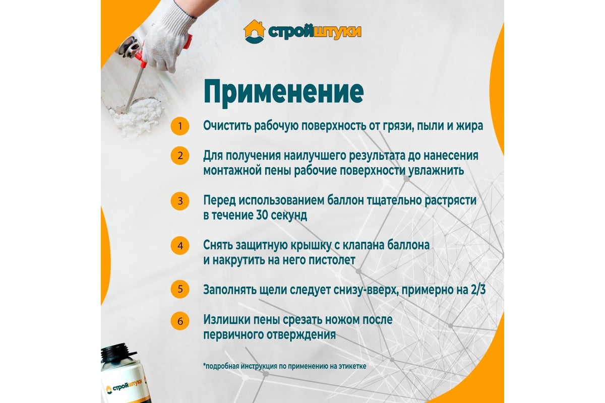 Пена монтажная всесезонная огнестойкая Стройштуки 1000 мл УТ-00030108 ...