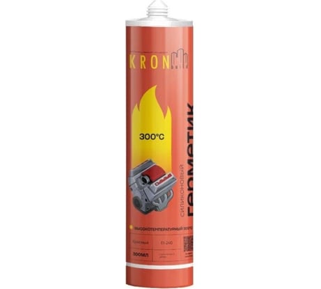 Герметик силиконовый Kronbuild высокотемпературный 300C красный 300 мл SHR30