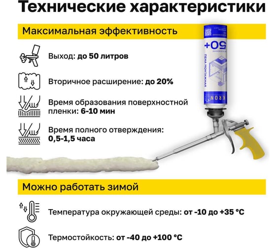 Профессиональная монтажная пена всесезонная Kronbuild 50+ FAS50