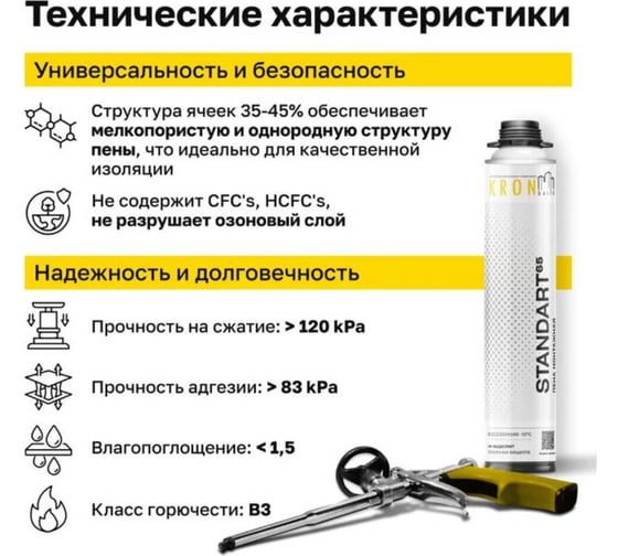 Профессиональная монтажная пена всесезонная Kronbuild Standart 65 FASST