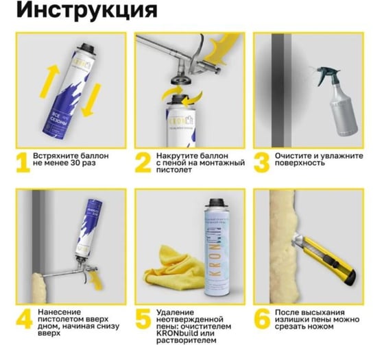 Профессиональная монтажная пена всесезонная Kronbuild 65 FAS65