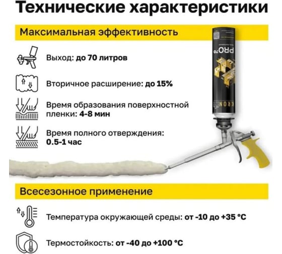 Профессиональная монтажная пена всесезонная Kronbuild Pro 70 FAS70